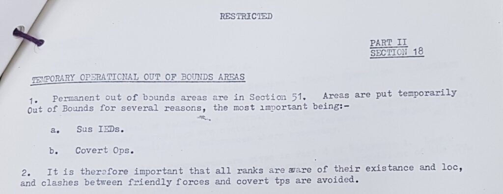Covert British Army Operation Discovered in Vicinity of McGurk's Bar 2 British Military Out of Bounds Order - Reasons