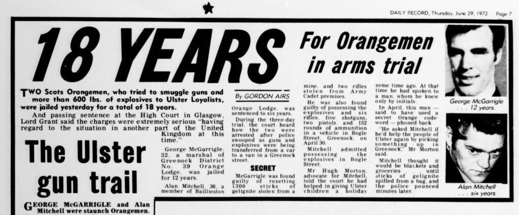 18 Years for Orangement in Arms Trial Daily Record, 29 June 1972
